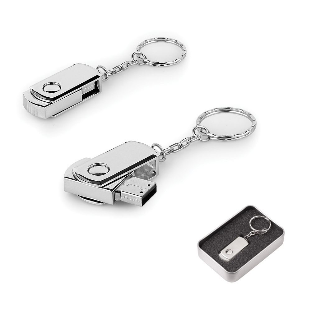 16 GB Döner Kapaklı Metal Anahtarlık USB Bellek  - 7263