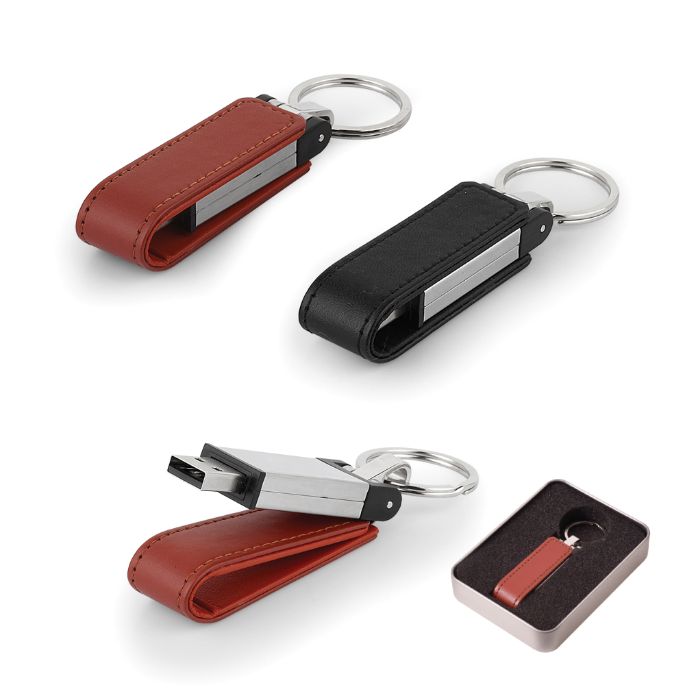 8 GB Deri Metal Anahtarlık USB Bellek  - 7282